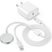 Upgraded USB C Charger for Apple Watch, 2 in 1 iPhone and iWatch Magnetic Fast Charging Cable 6FT with USB-C Wall Charger, Compatible with Apple Watch Series 8/7/6/SE/5/4, iPhone 14/13/12/11