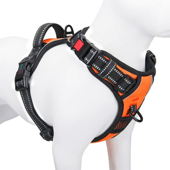Arnés para perros PHOEPET, chaleco reflectante ajustable sin tirones, XL, naranja