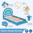 thumbnail image 6 of Gymax Kids Twin Platform Bed Frame Upholstered Twin Size Bed w/ Wooden Slats Support Blue, 6 of 10