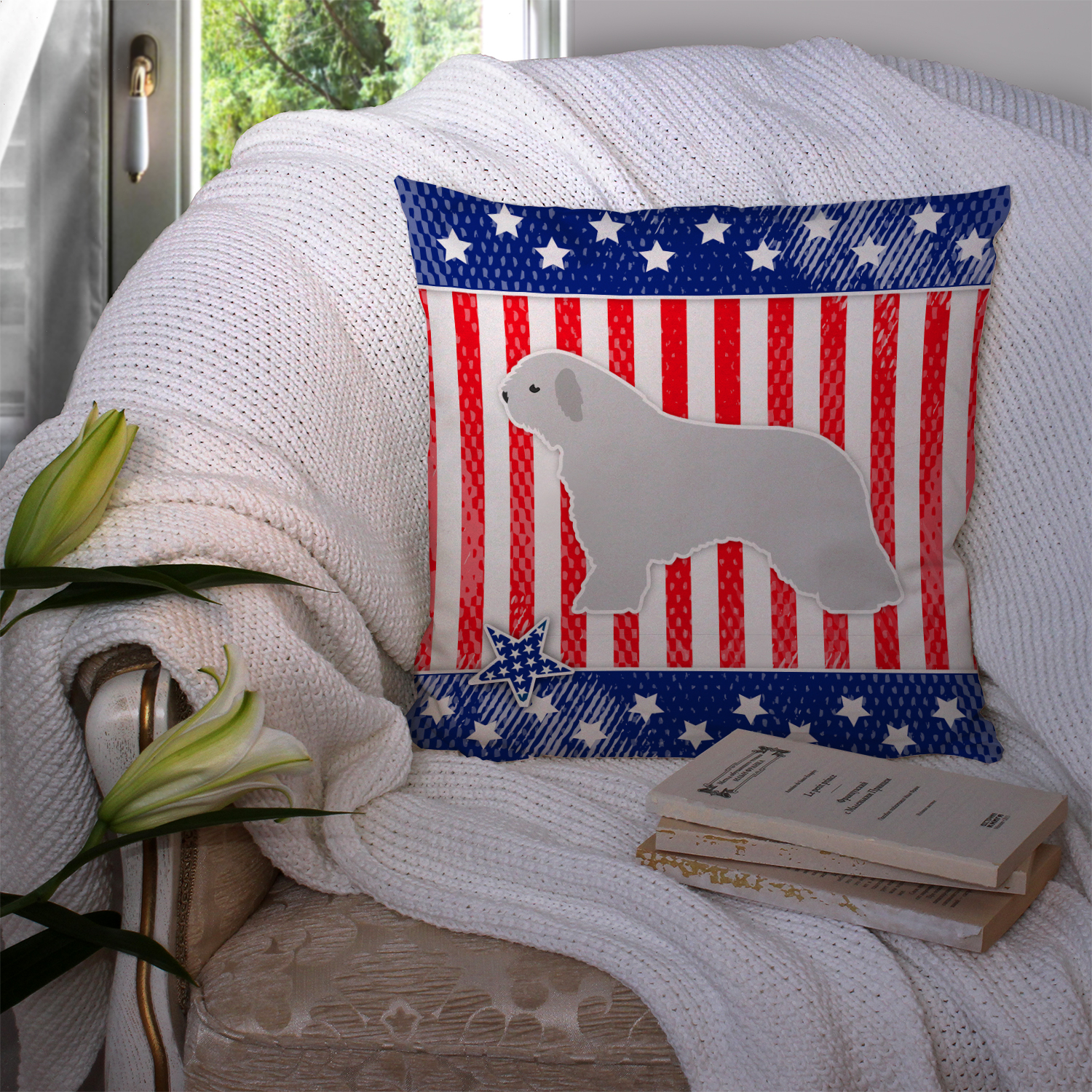 USA Design with Dog Fabric Decorative Pillow