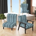 thumbnail image 1 of Designart « Maritime Azure Stripes I » Fauteuil d'Appoint Rembourré à Rayures Bleues - Fauteuil Moderne pour Chambre, 1 of 7