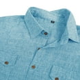 thumbnail image 5 of ZACPNCV Mens Linen Blend Solid Short Sleeve Shirt Two Chest Pocket Button Down Camp Collar Casual Breathable Menswear, 5 of 6