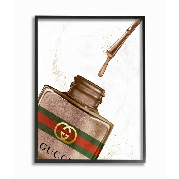 Stupell Industries Makeup Nail Polish Brush Drip Brown Fashion Design Framed Wall Art by Ziwei Li