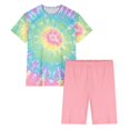 thumbnail image 4 of Sakmal Elbow-Length Womens Pajamas Sets Pink Shorts Pant Loose Fit Tie Dye Comfy Ladies Sleepwear, 4 of 5