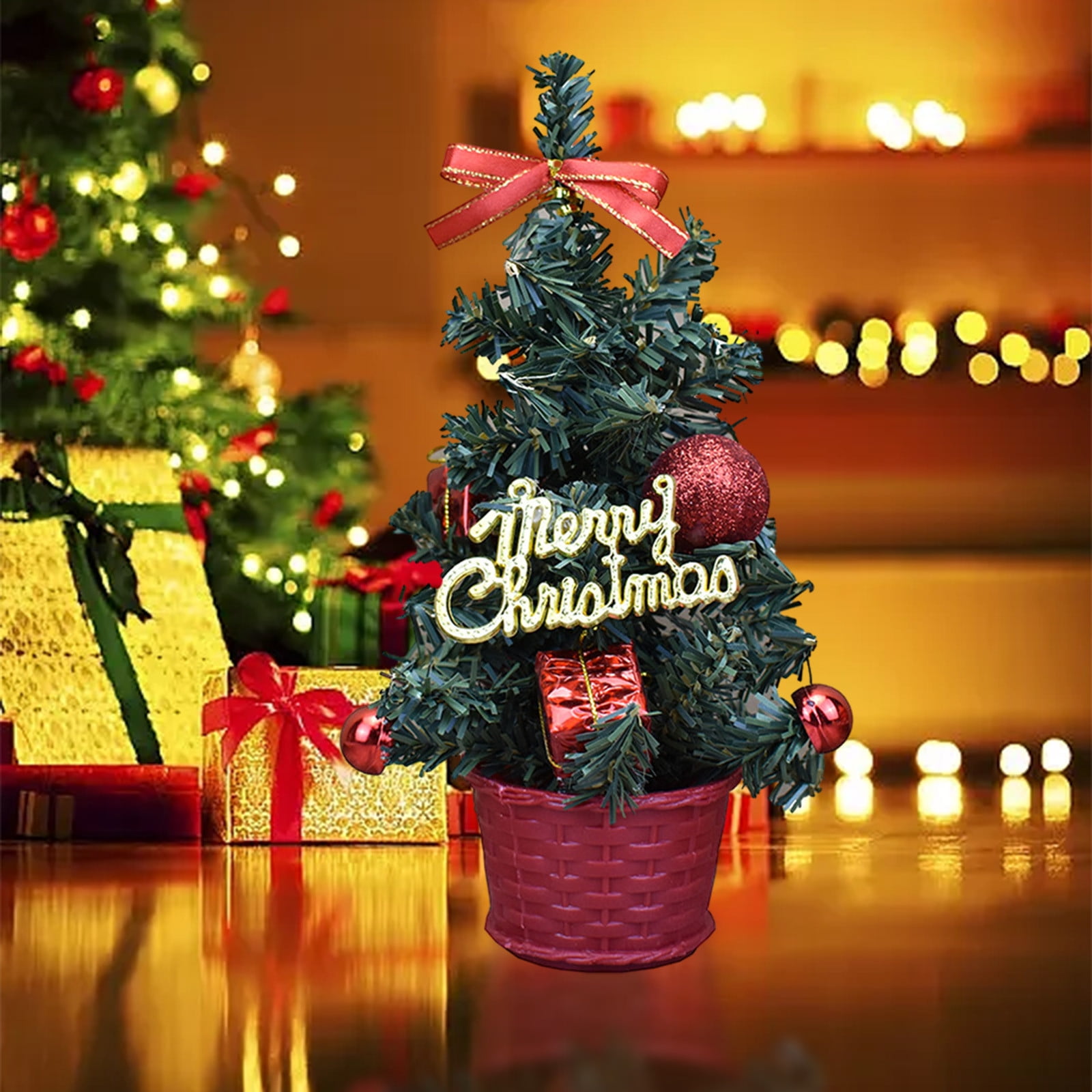 Red 2ft Mini Christmas Tree With Light Artificial Small Tabletop Christmas  Decor - Shopzinia