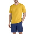 thumbnail image 3 of PNTUTB Men's Sports Set Solid-Color Casual Loose Short-Sleeve Crew-Neck Top and Drawstring Shorts Set Two-Piece Set for Running and Fitness Training, 3 of 7