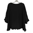 thumbnail image 5 of hlysgo Women's Batwing Sleeve Tunic Tops V Neck Double Ruffle Trim Boho Blouse Casual Loungewear Home Vacation Shirts Black,2xL, 5 of 5