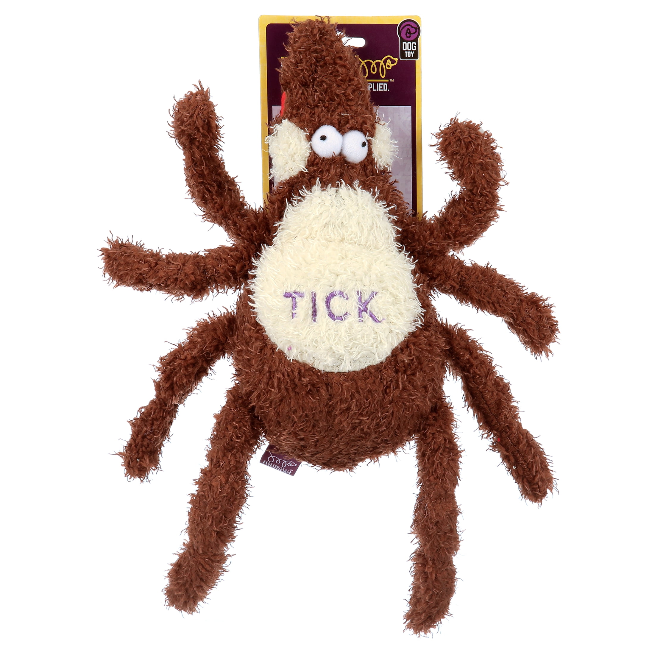 Multipet Plush Tick Dog Toy, Brown/Yellow