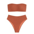 thumbnail image 1 of Bikini ZAFUL tipo bandeau texturizado sin tirantes para mujer, color liso, 1 of 6