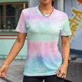 thumbnail image 3 of Gibobby Blusa de Trabajo de Manga Corta Mujeres Casual Tie Dye Gradient Printing Mangas Cuello redondo Camiseta suelta Blusa Tops(Azul,G), 3 of 4