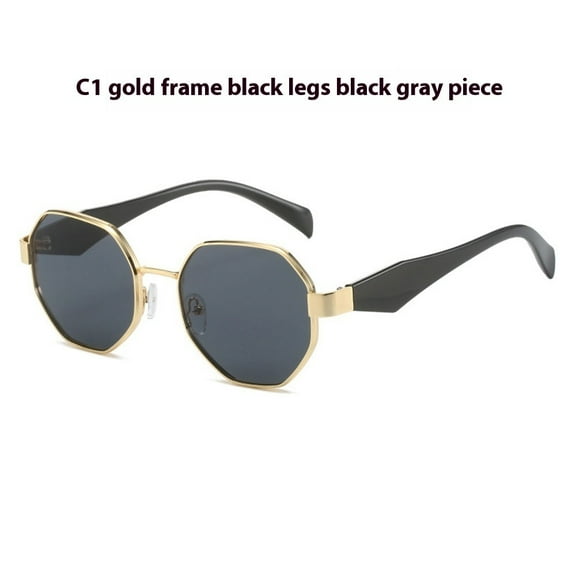 Womens Polygonal Sunglasses Large Rim Metal Frame Sun Glasses for Fashion Travel and Sun Protection Elegant Minimalist
