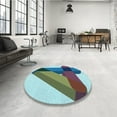 thumbnail image 3 of Ahgly Company Indoor Round Patterned Blue Lagoon Blue Area Rugs, 5' Round, 3 of 6