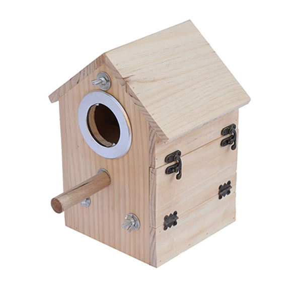 Raindrops 1Pcs Khaki Square Natural Solid Wood Nest Bird Roosting Box For Indoor Ornament 10.22X7.47X6.29in