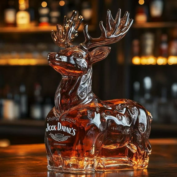 Stag-shaped high borosilicate glass wine bottle, heat-resistant glass decanter Christmas gift, easy-to-clean wine storage device, essential equipment for home bars.