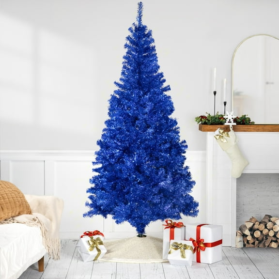 Northlight Artificial Tinsel Christmas Tree - 7' - Blue - Unlit