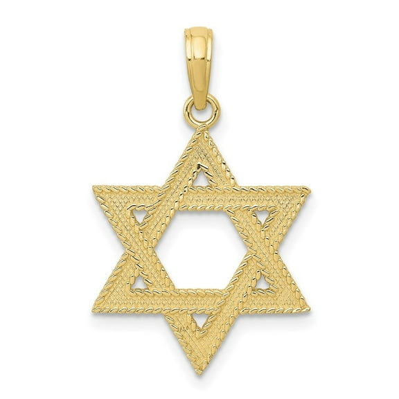 Diamond2Deal 10k Yellow Gold Star of David Pendant for Women (L- 1.07 inch, W-0.87 inch)