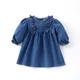 thumbnail image 2 of Vestido vaquero de primavera de estilo coreano para bebés de 0 a 6 años, vestidos de manga larga de Color sólido para niños, vestido bonito con diseño de volantes para niñas, 2 of 6