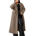 thumbnail image 3 of Women's Winter Oversized Wool Coat Notched Lapel Collar Loose Fit Maxi Long Overcoat Streetwear Brown L, 3 of 7