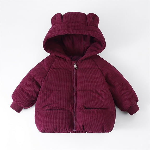 Winter Coat Baby Girls Puffer Coat Bear Ear Cute Jackets Windproof Down Jacket for Kids Baby Winter Warm Outerwear Little Boys Girls Clothes 3-4 Years