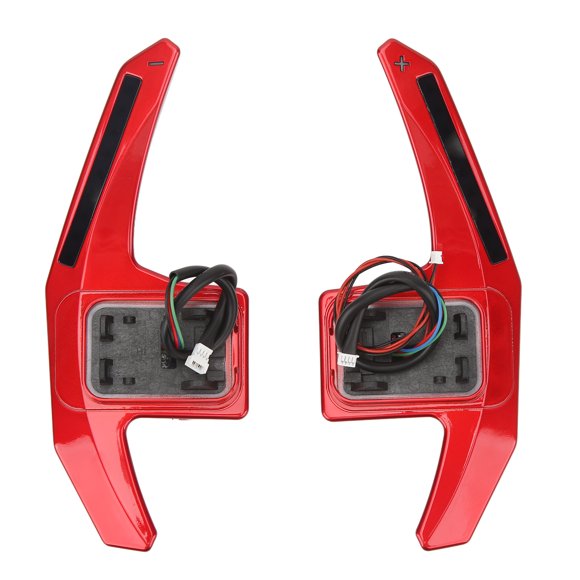 Steering Wheel Shift Paddle, 11 LED Light Adjustable 1 Pair 165mm LED Paddle Shifter LED Performance APP with OBD Box Connection Cable for Vehicle Red