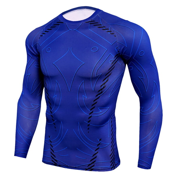 TFixol Camisas de manga larga para hombre Cuello redondo Raglan Impreso Elástico Deportes de secado rápido