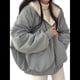 thumbnail image 2 of Chaqueta Reversible Y2k con Capucha y Cremallera para Mujer, Abrigo de Invierno de Forro y Piel, Ropa Coreana Cutecore Azul XXL, 2 of 10