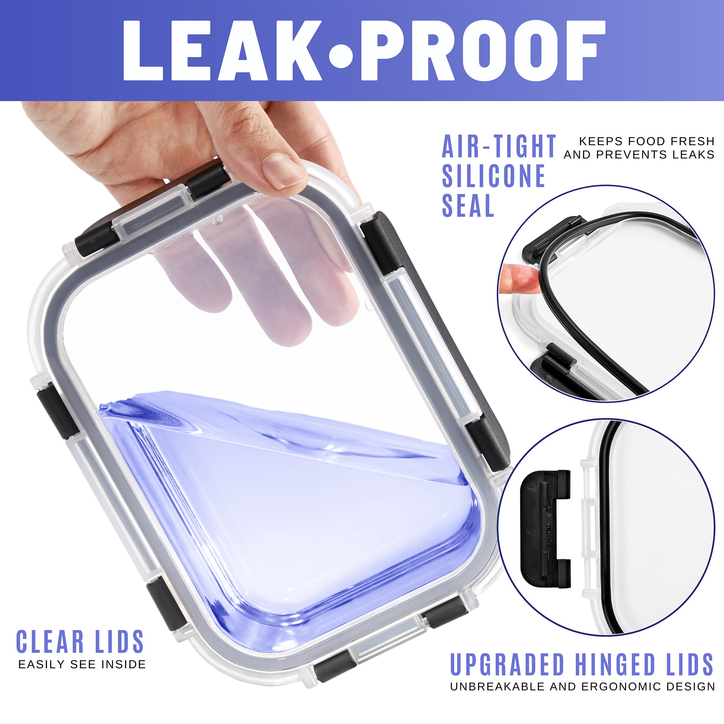 Sorbus Glass Meal Prep Container with Lid – Single Portion, Airtight, Reusable – Ideal for Leftovers, Snacks, Produce, or Portion Control