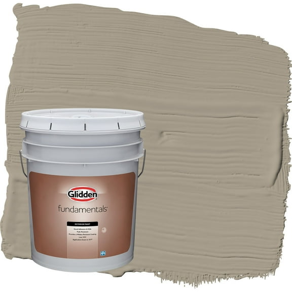 Glidden Fundamentals Stonehenge Greige / Gray Satin Exterior Paint, 5 Gallon