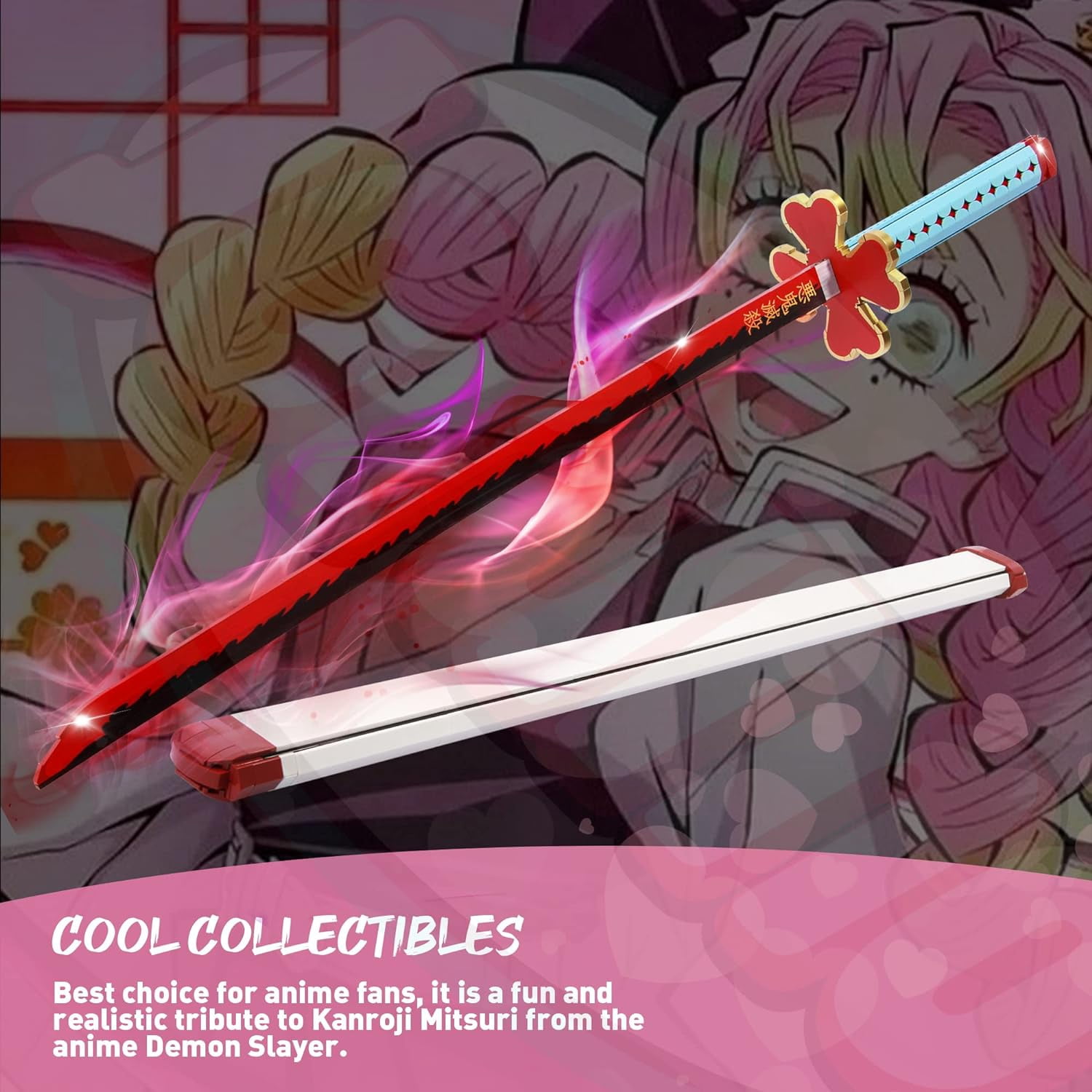 GZBricker Kanroji Mitsuri Katana Swords Building Sets Cosplay Anime for Adults Compatible with Lego