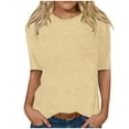 thumbnail image 2 of CFLVAEK Hauts à Manches 1/2 pour Femmes Été Décontracté Chemise Unie Ample Basique Col Rond T-Shirts, 2 of 5