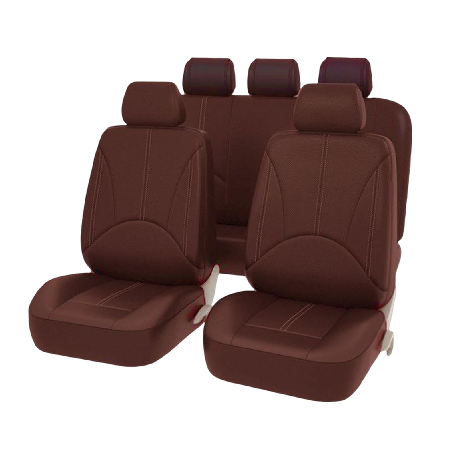Luzkey Pu Leather Car Seat Covers Washable Front Rear Seat Covers Classic Waterproof Protector For Vehicles Suvs Car Accessories Coffee 9pcs Other A