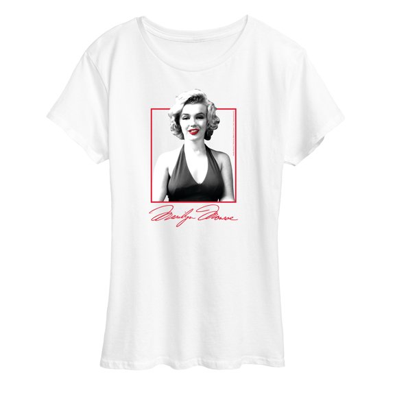 Marilyn Monroe - Black and White Square Short Sleeve Graphic T-Shirt