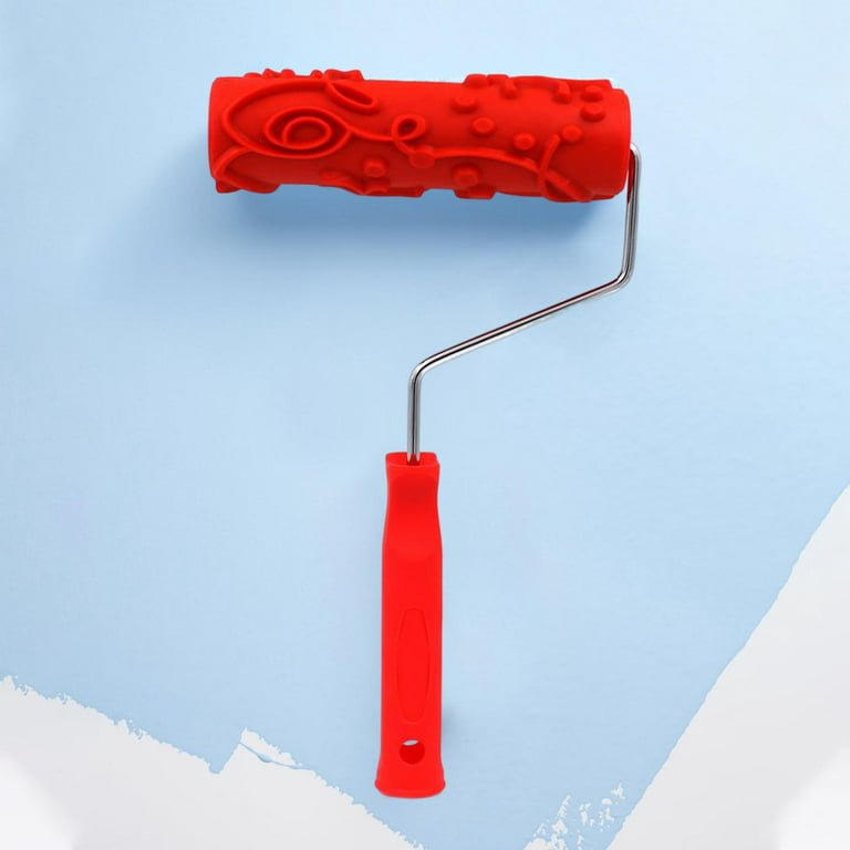 Pattern Roller, Portable Decorative ing Tool Texture Roller with Rubber Roller Household Wall Wall Decoration, Size: 31cmx17cmx4cm, Red