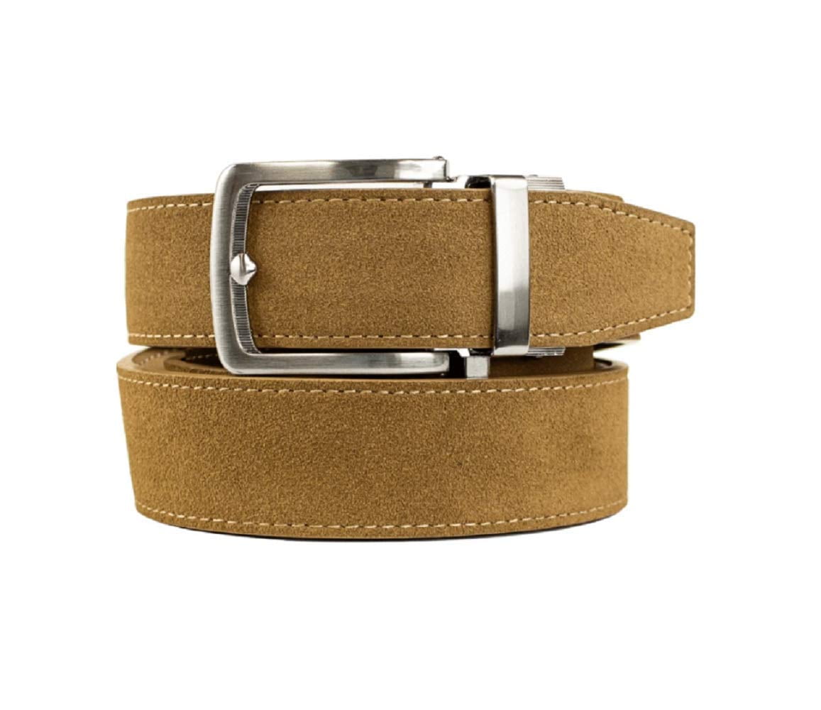 Nexbelt Classic Men's SUEDE Tan Adjustable Ratchet System Brown Cut