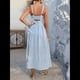 thumbnail image 4 of Vestido Midi de Verano con Tirantes Finos, Botones y Lazo Frontal para Mujer, Estampado Floral Azul M, 4 of 10