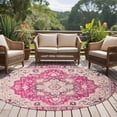 thumbnail image 5 of Boho Pink Large Area Rugs for Bedroom Living Room, Soft Non Slip Carpet Bedside Rug, Middle Century Boho Geometric Abstract Southwestern Round Floor Cover Kitchen Accent Rug 8' for Dining Room/Office, 5 of 9