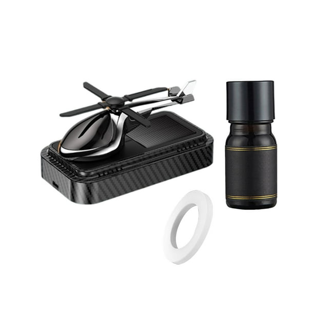 Avión solar con fragancia para coche, helicóptero solar giratorio, adorno decorativo. Plata