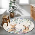 thumbnail image 5 of Bunny Easter Round Rug 3ft Washable Circle Entryway Rugs Non Slip Spring Floral Eucalyptus Leaves Eggs Weeping Area Rug Indoor Floor Carpet for Bedroom Kitchen Living Room Home Office Dining Room, 5 of 7