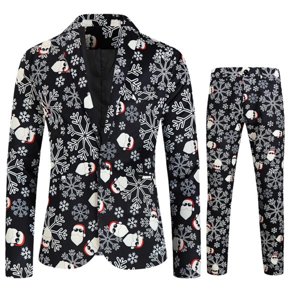 2025 Men's Suits Men Print Christmas Men Prom Tuxedo Suit Printed Suit Jacket Trousers Men's Suit Separates Jacket Trousers Two Piece Suite