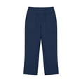 thumbnail image 3 of cocolona Womens Summer Casual Splited Linen Capri Pants Elastic Waist Straight Wide Leg Lounge Beach Cropped Pants with Pockets, 3 of 5