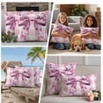 thumbnail image 5 of Spring Bow Flower Outdoor Waterproof Pillow Covers, Botanical Garden Flora Plaid Pink Decorative Rectangle Throw Pillowcase Sofa Cushion Sham for Patio/Couch/Chair, 20"x12" 2 Pack, 5 of 8