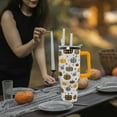 thumbnail image 2 of Pumpkin Tumbler with Handle and Straw 40 oz Fall Cup Plaid Pumpkin Coffee Travel Mug Stainless Steel Insulated Tumbler Fall Decorate Gifts for Women, 2 of 6