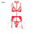 thumbnail image 1 of Body de encaje sexy para mujer Ropa interior Sujetador en perspectiva Panty Liguero, XXL, Rojo Eigraketly XX000193-15, 1 of 7