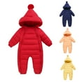 thumbnail image 1 of URMAGIC 0-12M Baby Girls Boy Snowsuit Romper, Warm Newborn Hooded Puffer Windproof Jumpsuit for Winter Autumn, 1 of 4