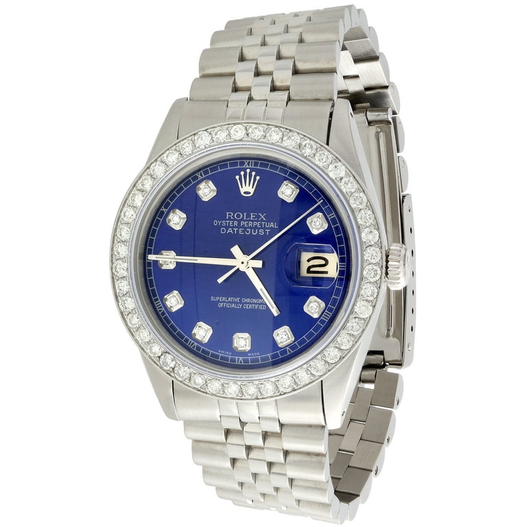lys s abstrakt hvis Mens Rolex 36mm DateJust Diamond Watch Jubilee Steel Band Custom Blue Dial  2 CT. - PreOwned - Walmart.com