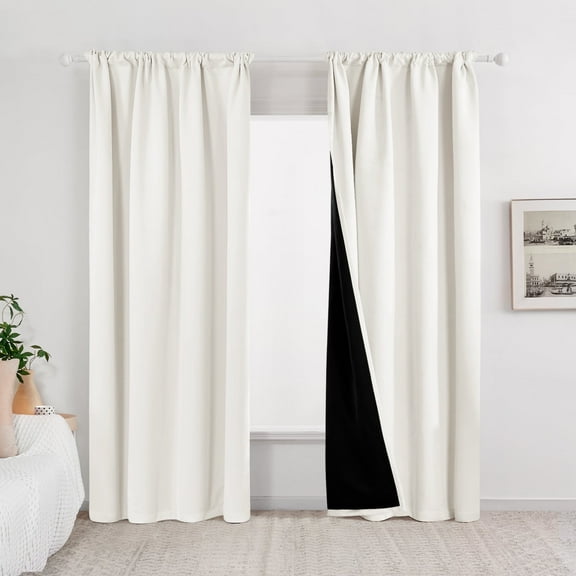 ZOPZO 100% Blackout Curtains, 52W x 84L Inch, Thermal Insulated, Cream, Drapes for Bedroom and Living Room, Set of 2 Panels