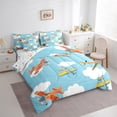 thumbnail image 3 of Castle Fairy Cartoon Plane Bedding Comforter Set 7 Pieces for Boys Girls,Kawaii Aircraft Full Bedding Set Lightweight,Transportation Theme Fitted Sheet Flat Sheet,Ultra Soft Home Decor,Reversible, 3 of 8