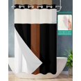 thumbnail image 2 of No Hook Shower Curtain with Snap in Liner, Boho Black and Brown Striped Tribal Farmhouse Style Hotel Shower Curtains for Bathroom, Washable Shower Curtain Liner Set with Mesh Top Window, 36"x72", 2 of 6