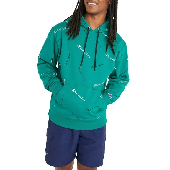 Champion Men's Powerblend Fleece Graphic Logo All Over Print AOP Hoodie, up to Size 2XL