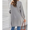 thumbnail image 3 of Cardigan Long Ouvert Gris pour Femmes avec Manches en Câble, 3 of 16